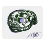 Abstract design with green and black elements on a white background