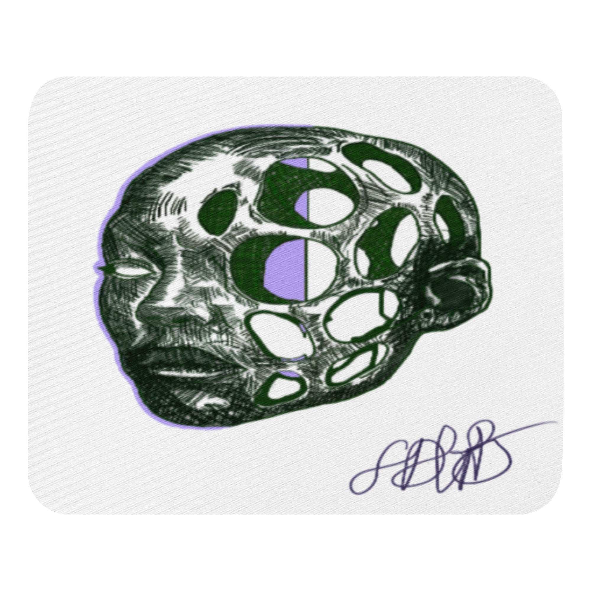 Abstract design with green and black elements on a white background