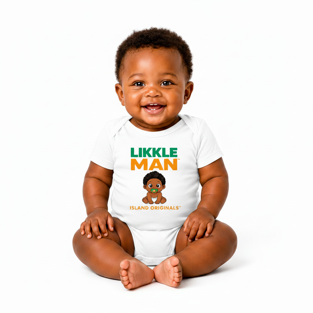 Likkle Man Design 3 organic baby bodysuit – front view