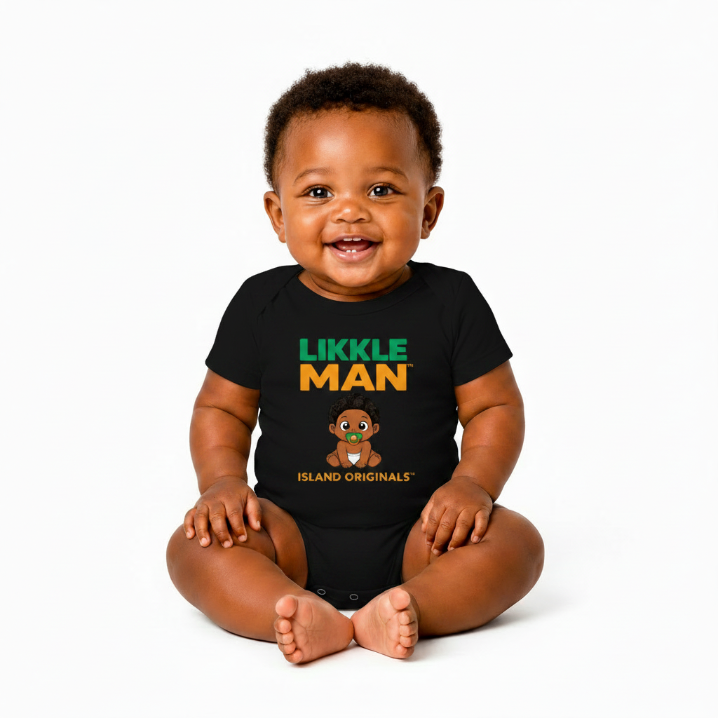 Likkle Man Design 3 organic baby bodysuit in black