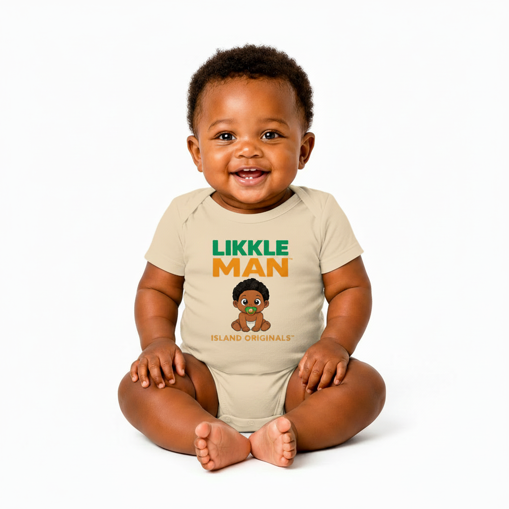 Likkle Man Design 3 organic baby bodysuit in organic natural