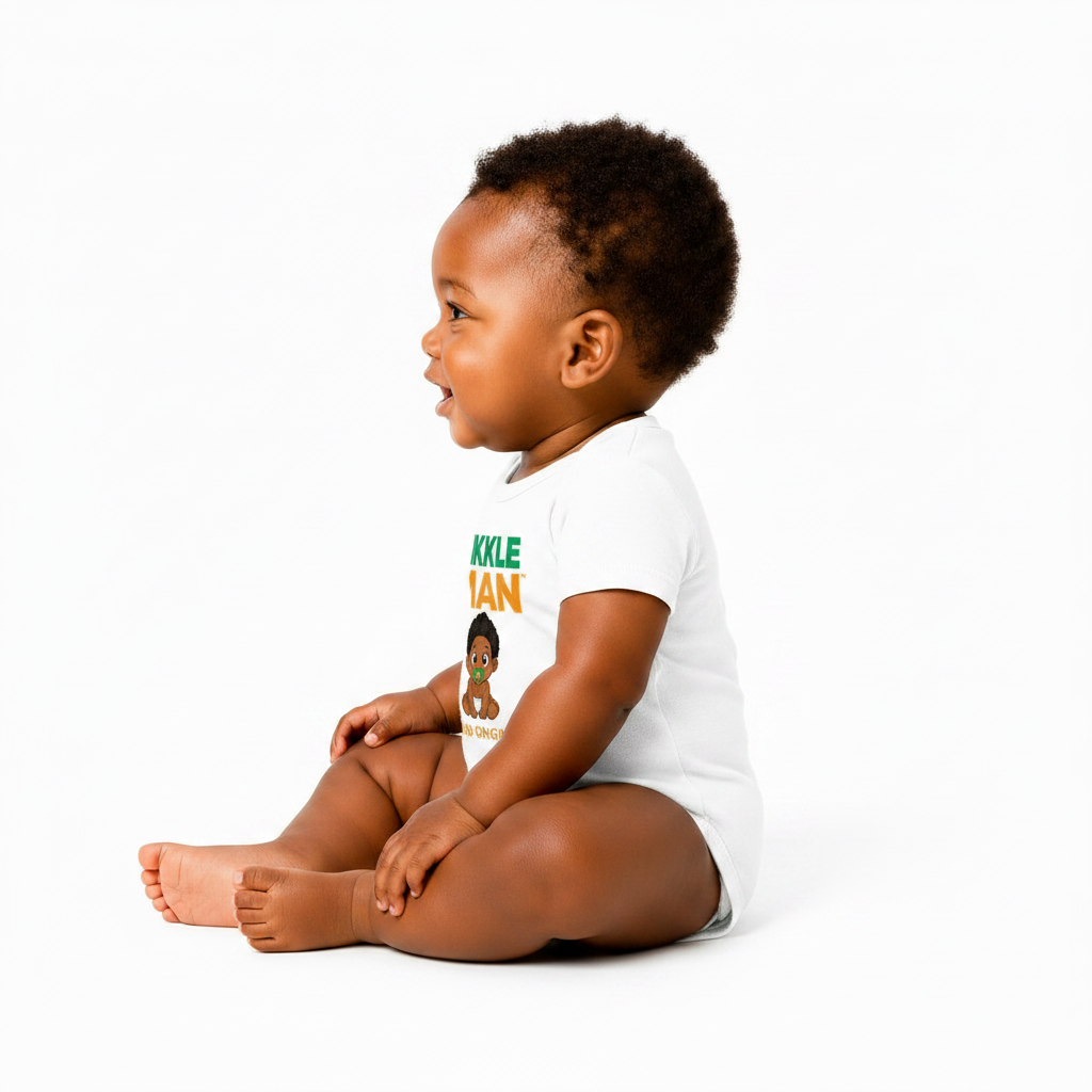Likkle Man Design 3 organic baby bodysuit – side view