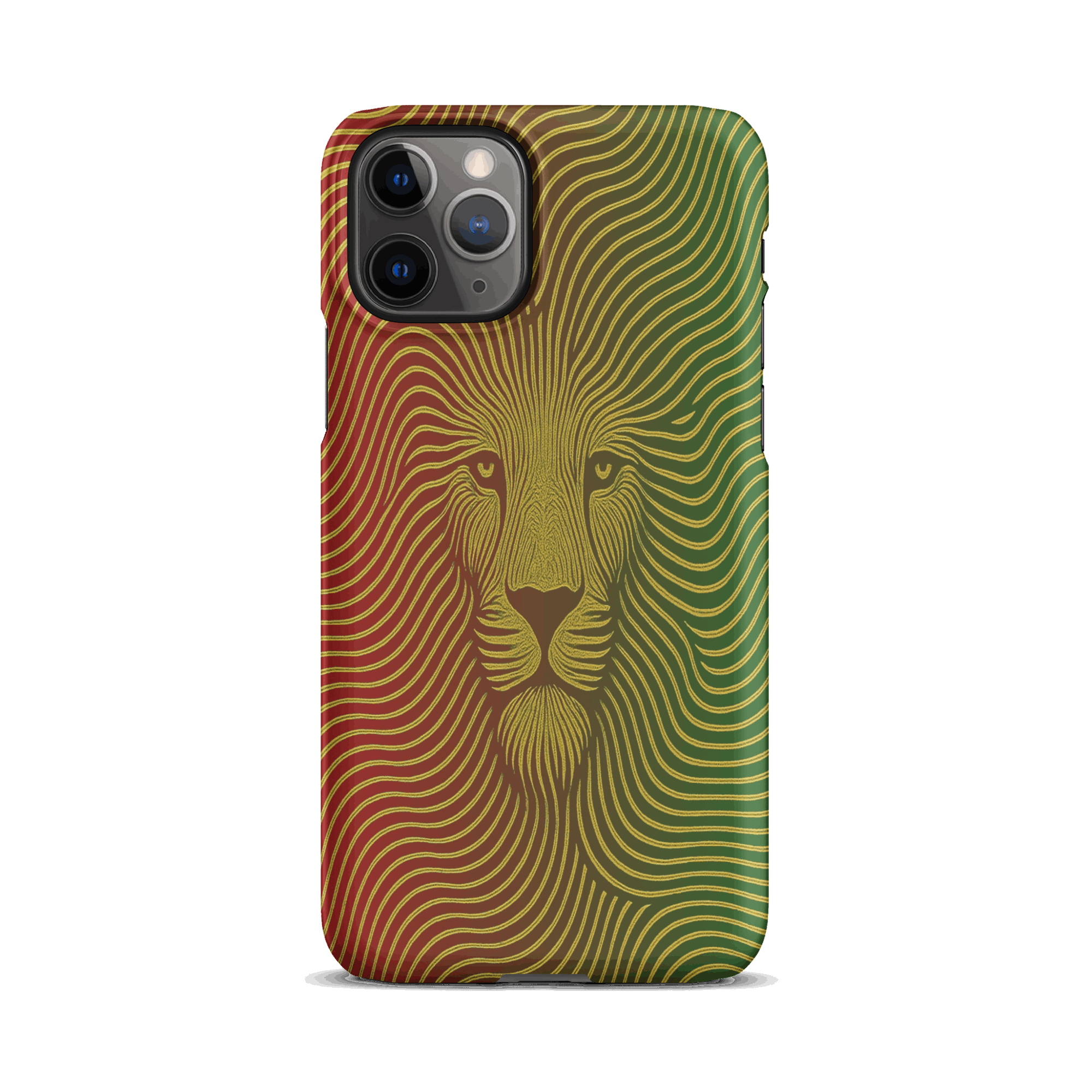 Phone case with a lion design on a white background