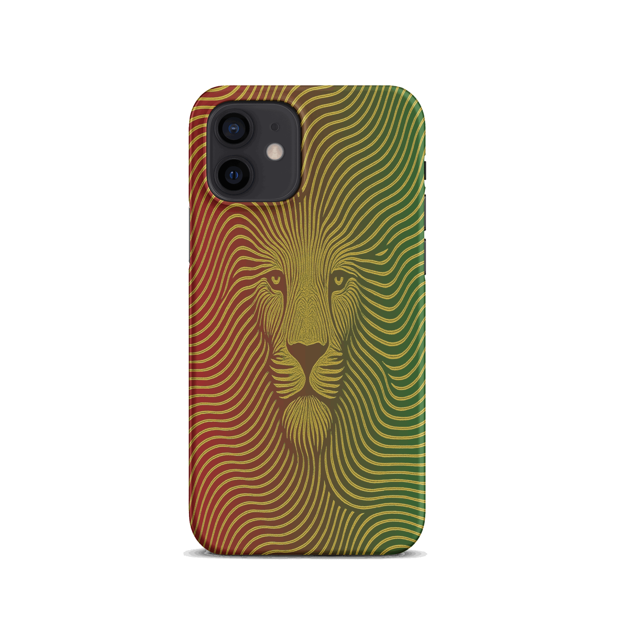 Phone case with a lion design on a white background