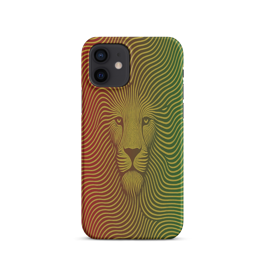 Phone case with a lion design on a white background