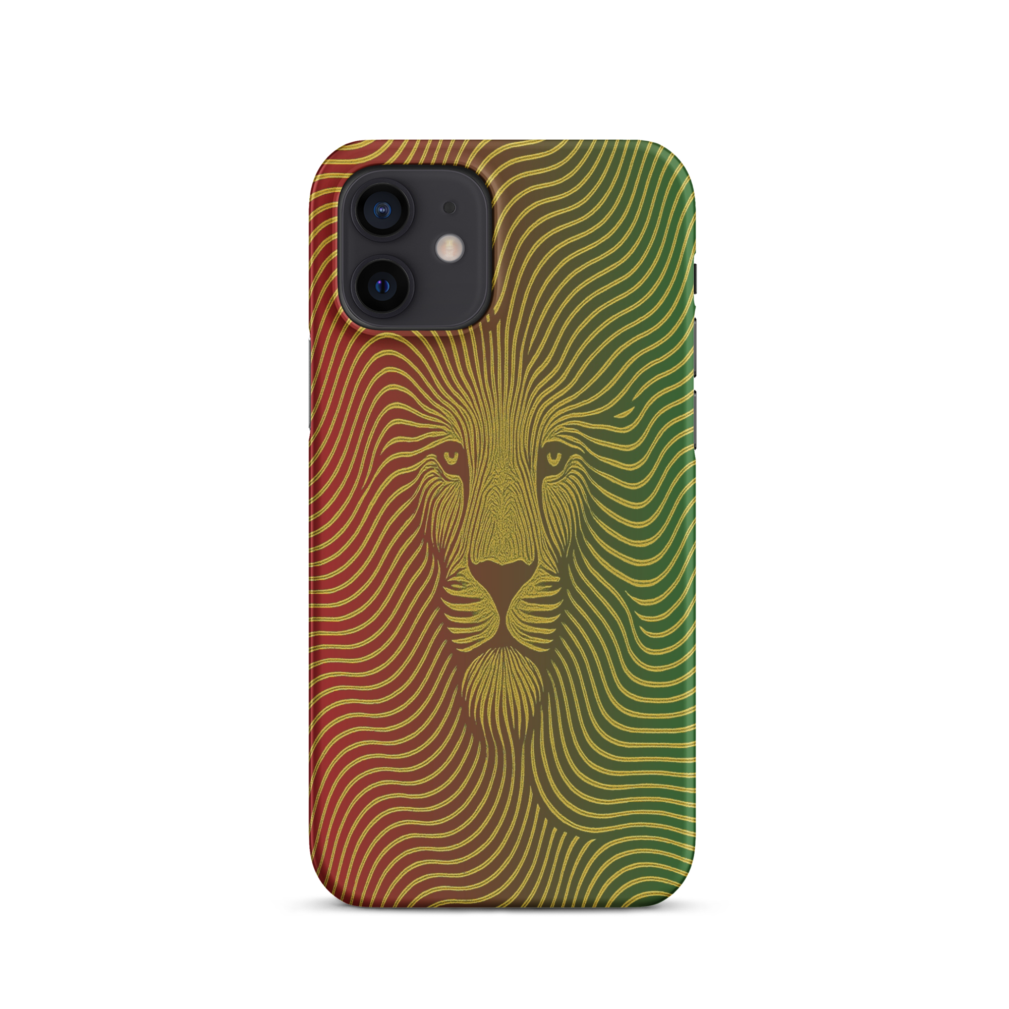 Phone case with a lion design on a white background