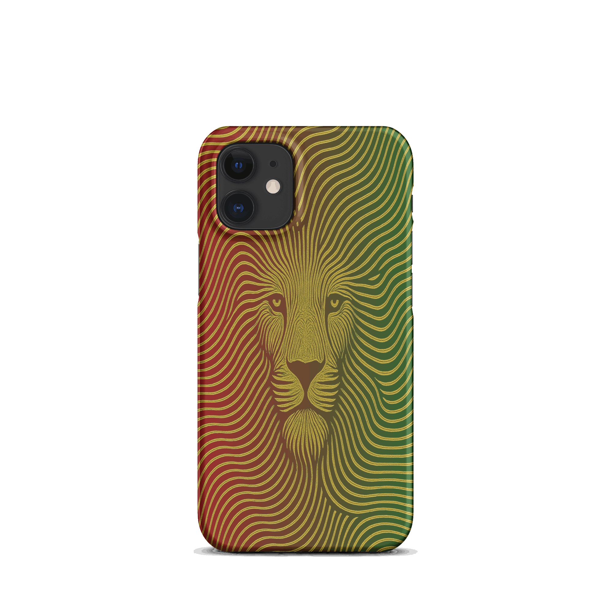 Phone case with a lion design on a white background