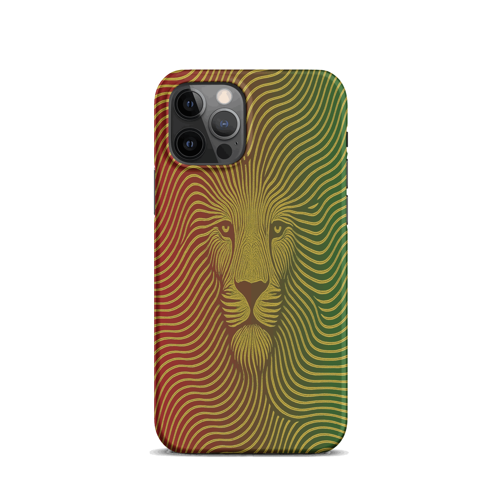 Phone case with a lion design on a white background