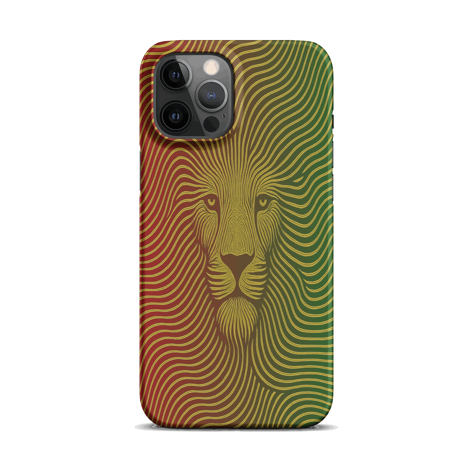 Phone case with a lion design on a white background