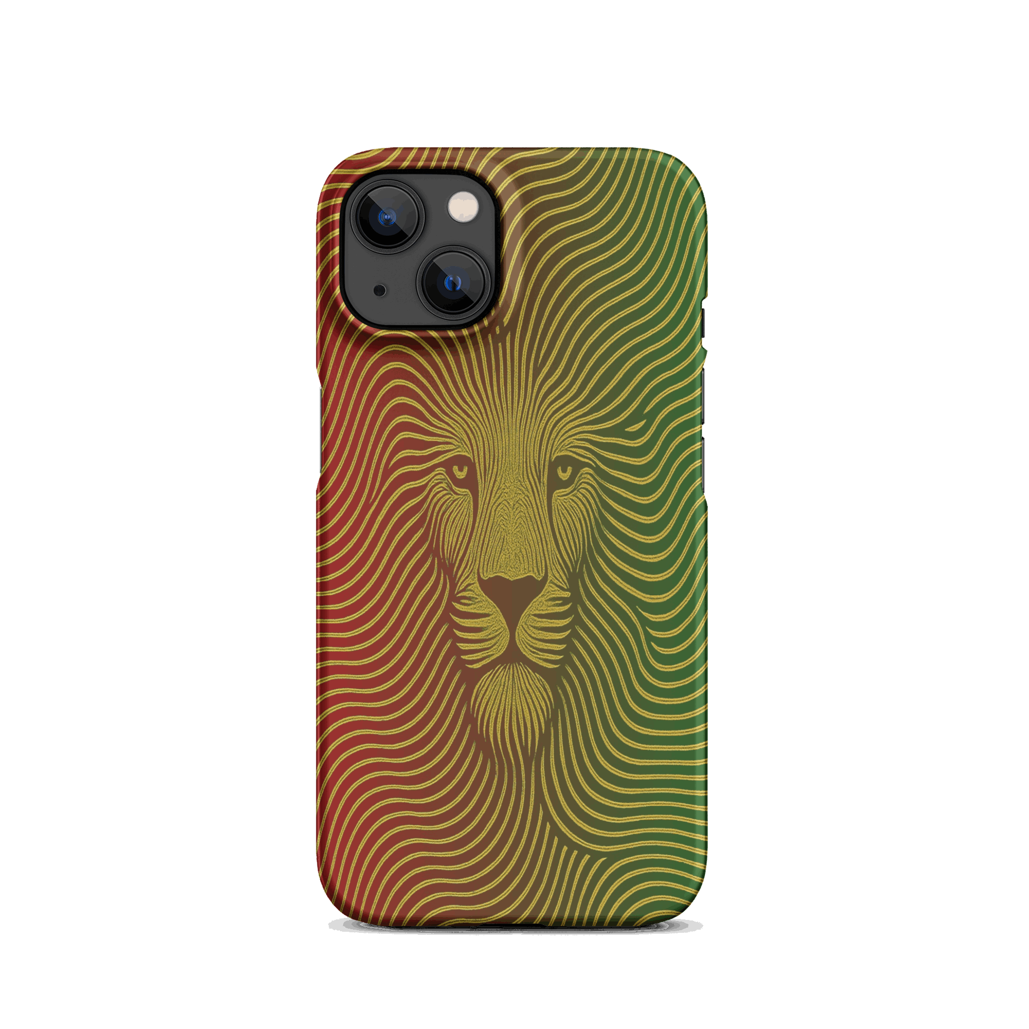 Phone case with a lion design on a white background