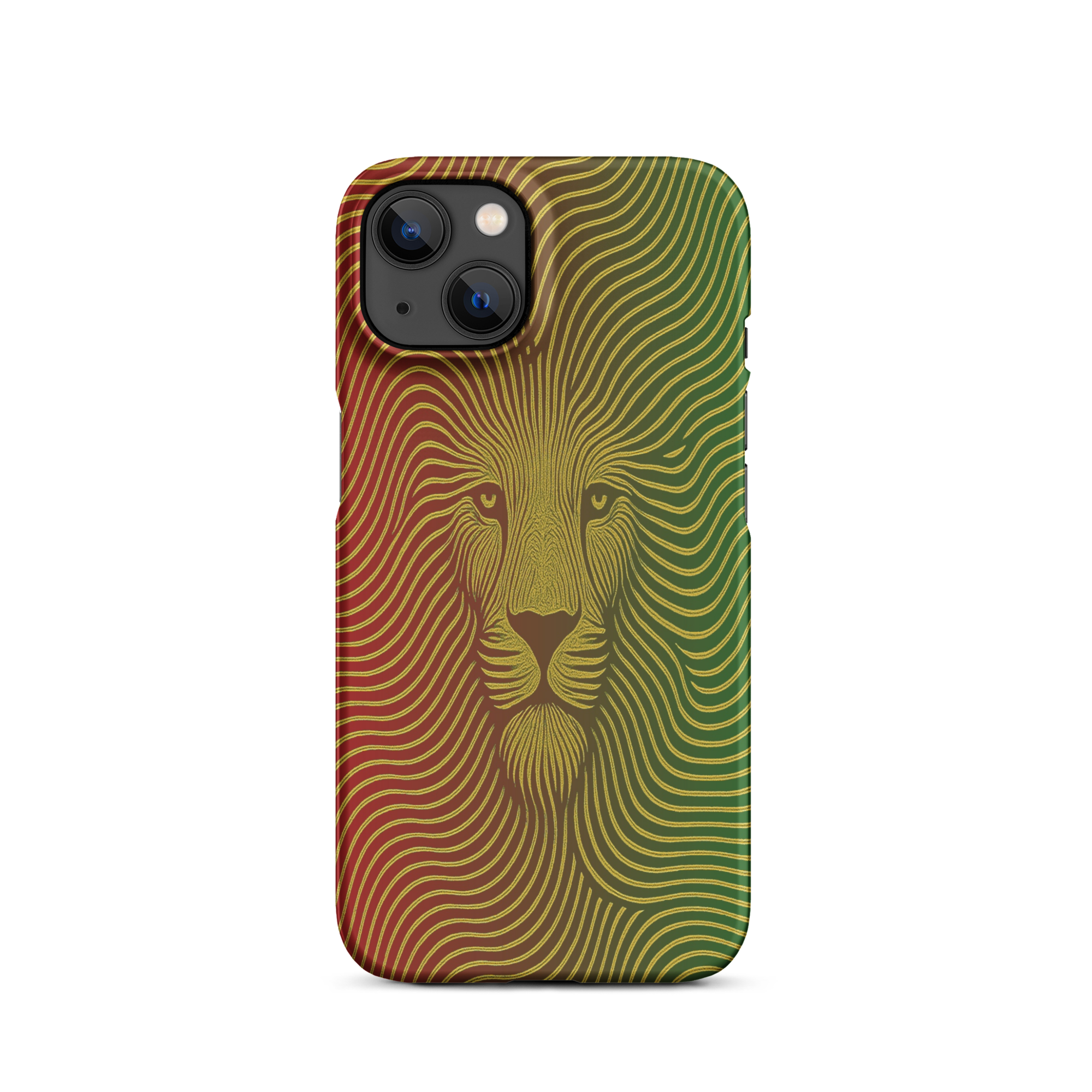 Phone case with a lion design on a white background