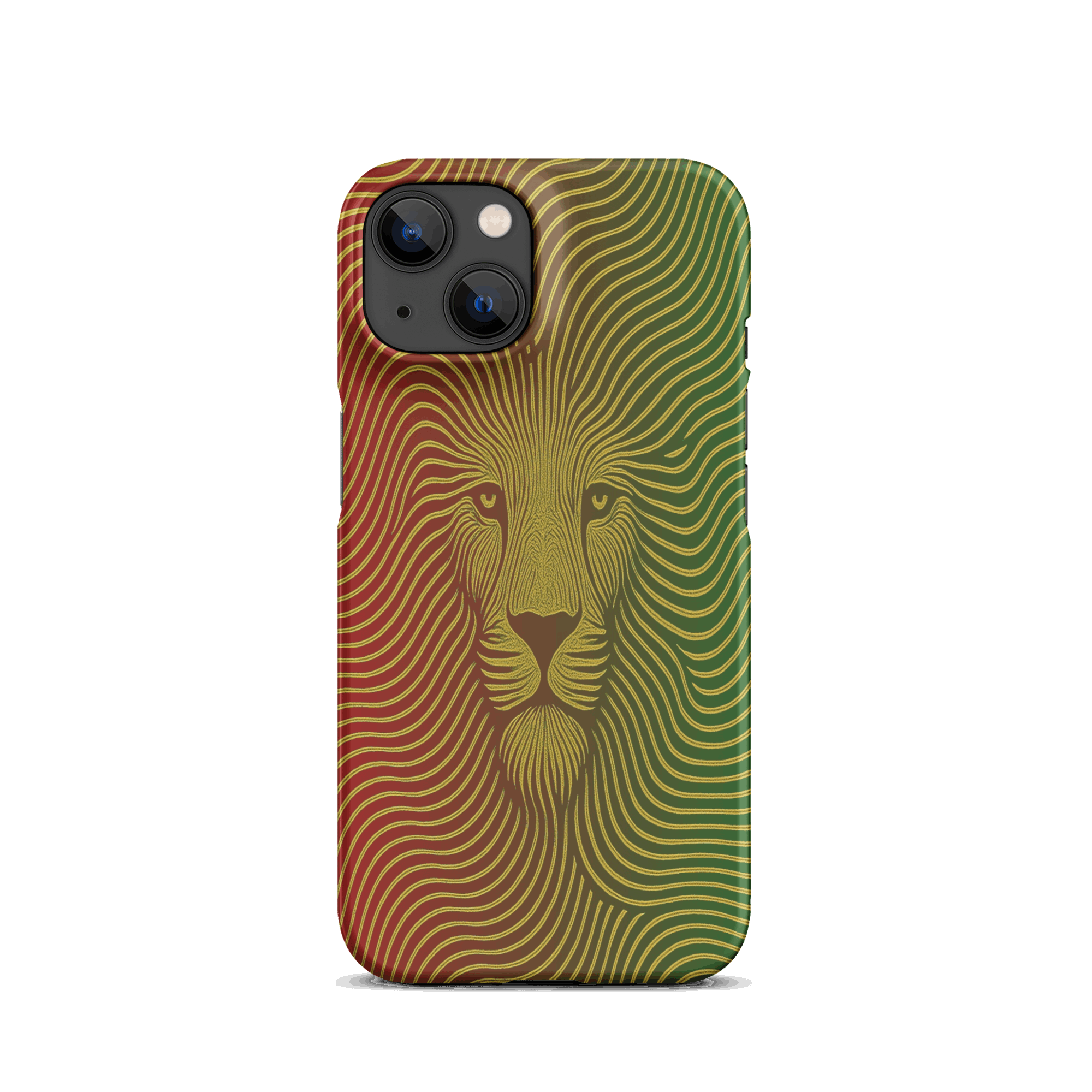 Phone case with a lion design on a white background