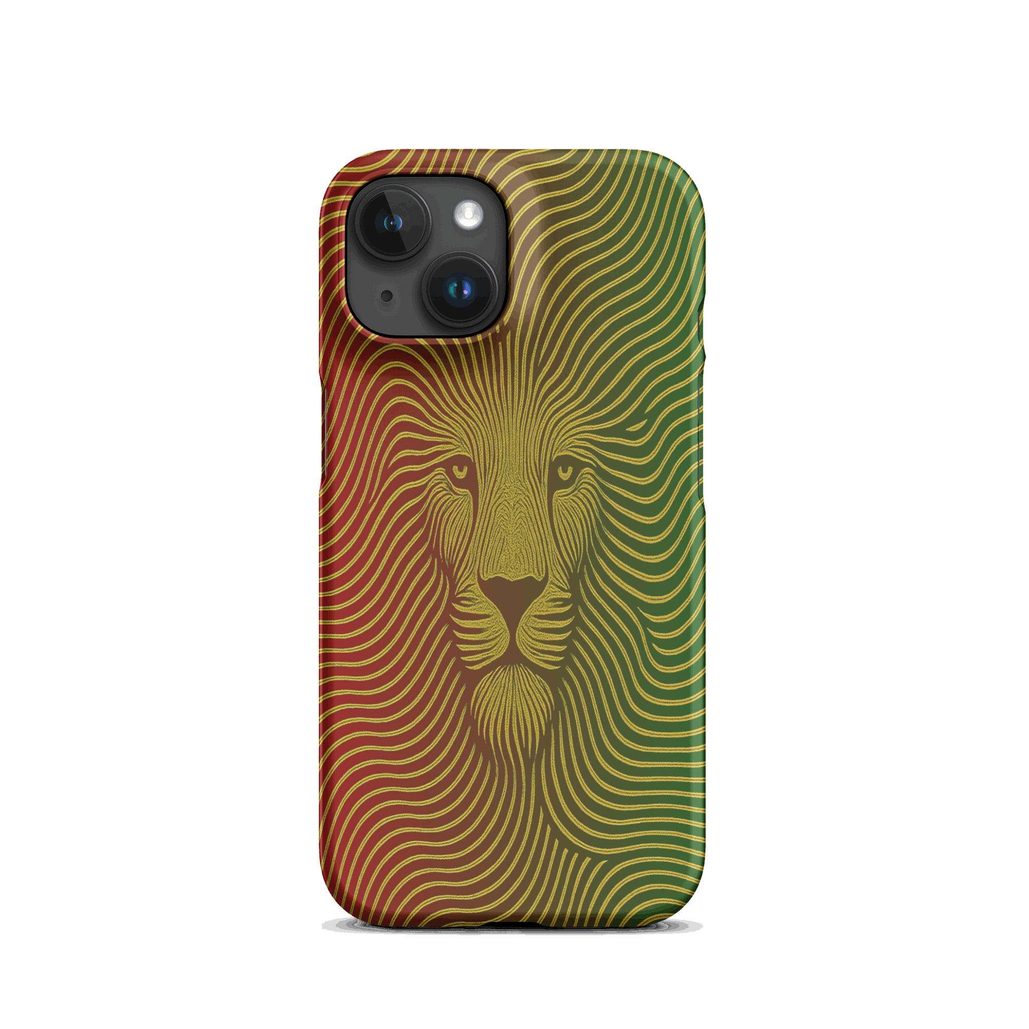 Phone case with a lion design on a white background