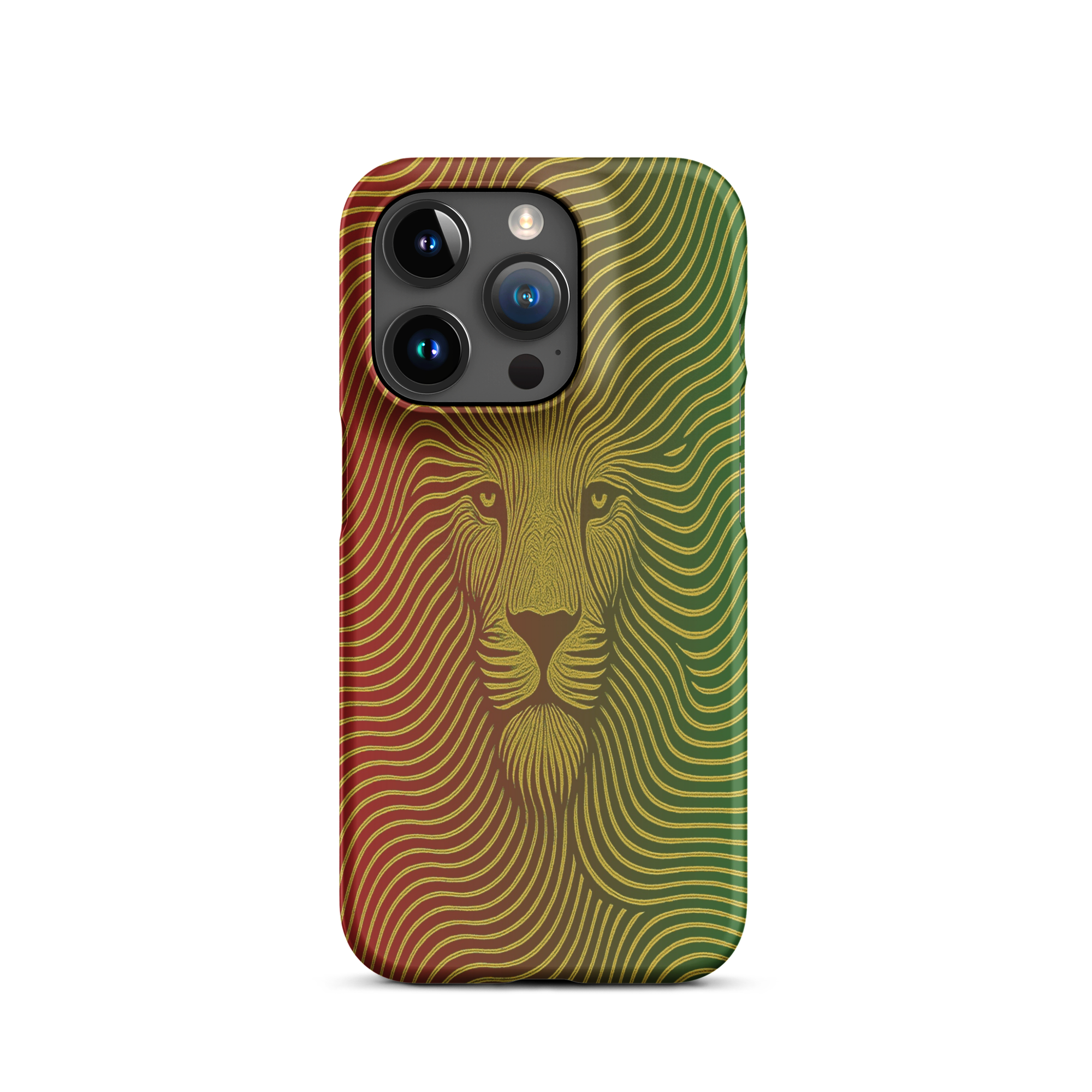 Phone case with a lion design on a white background