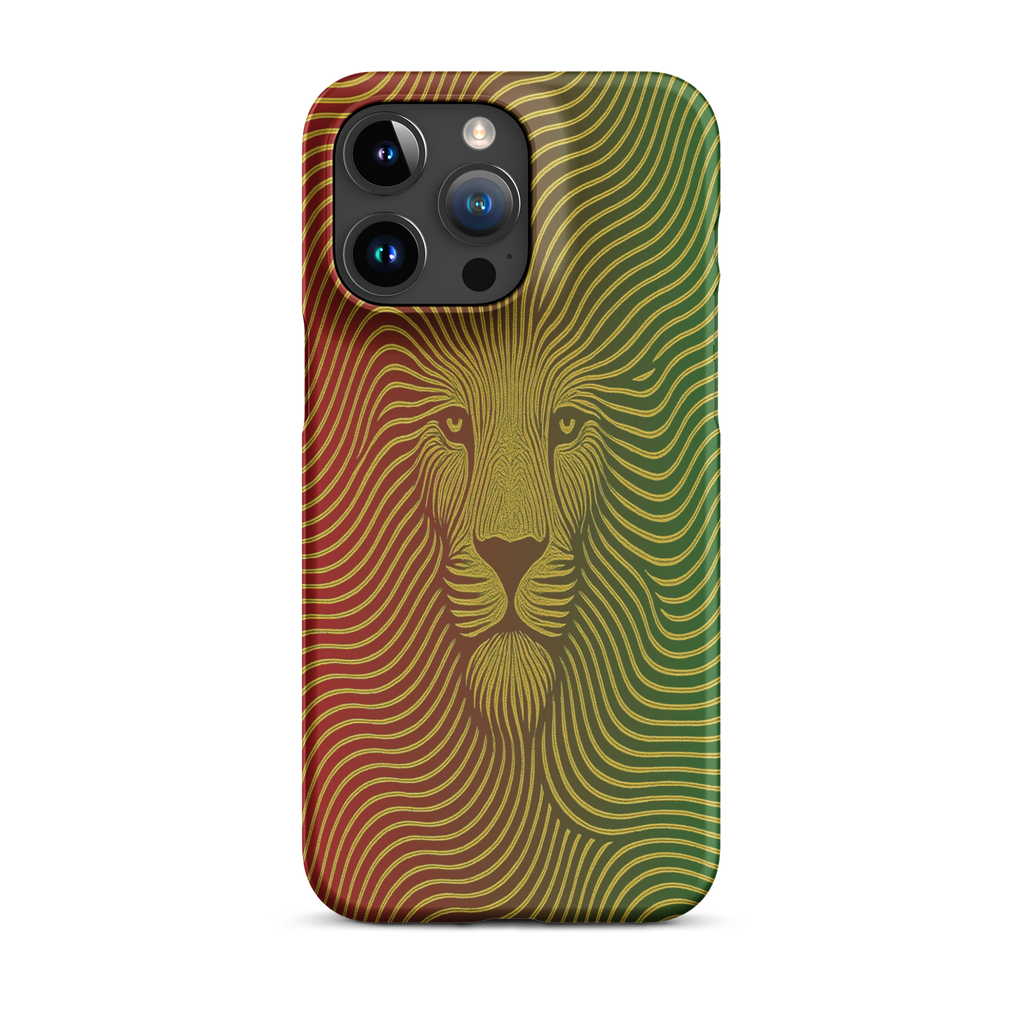 Phone case with a lion design on a white background