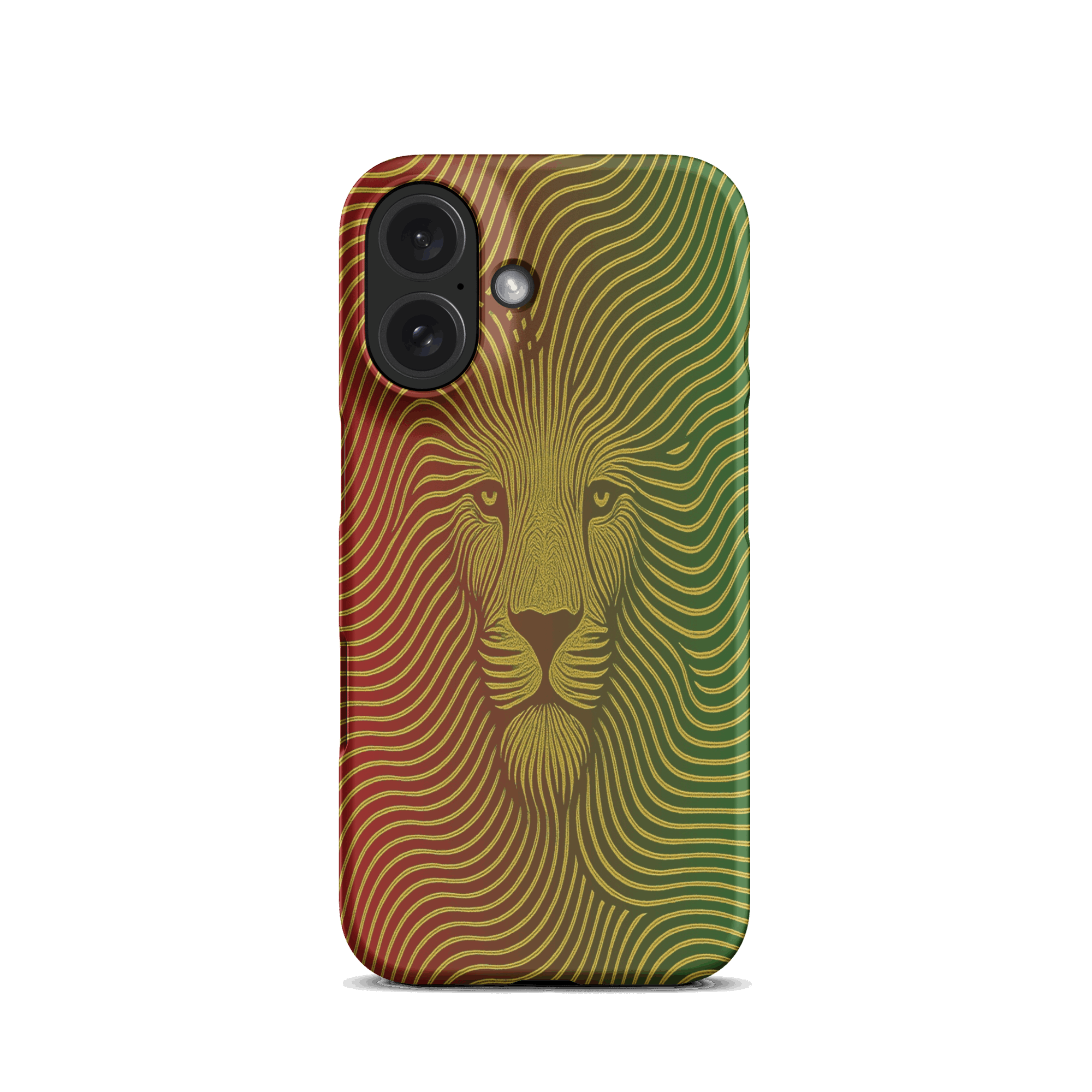 Phone case with a lion design on a white background