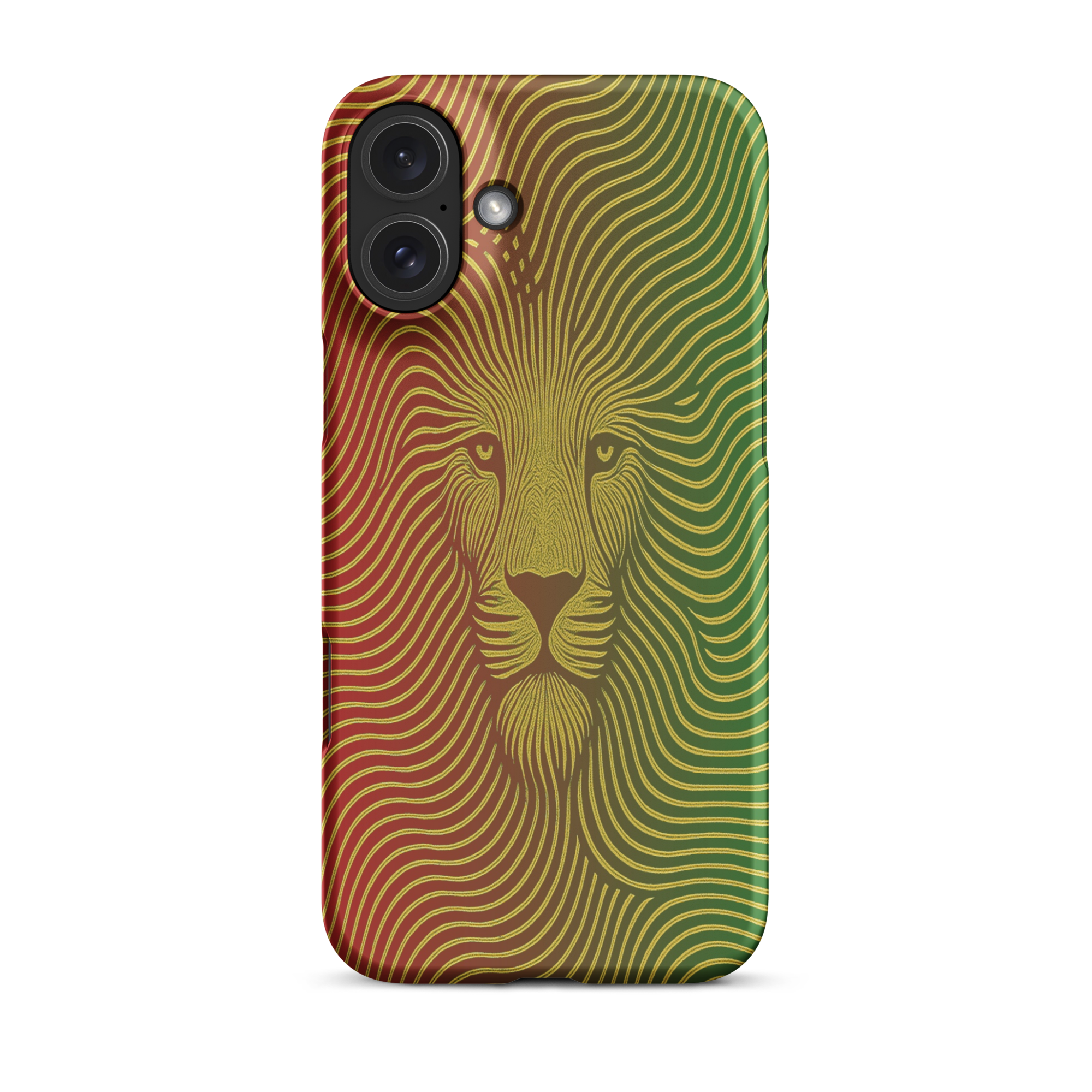 Phone case with a lion design on a white background