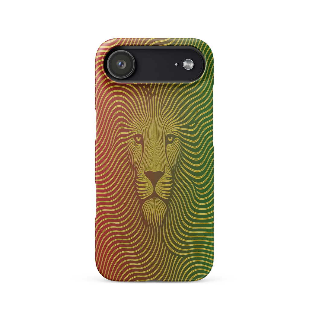 Phone case with a lion design on a white background