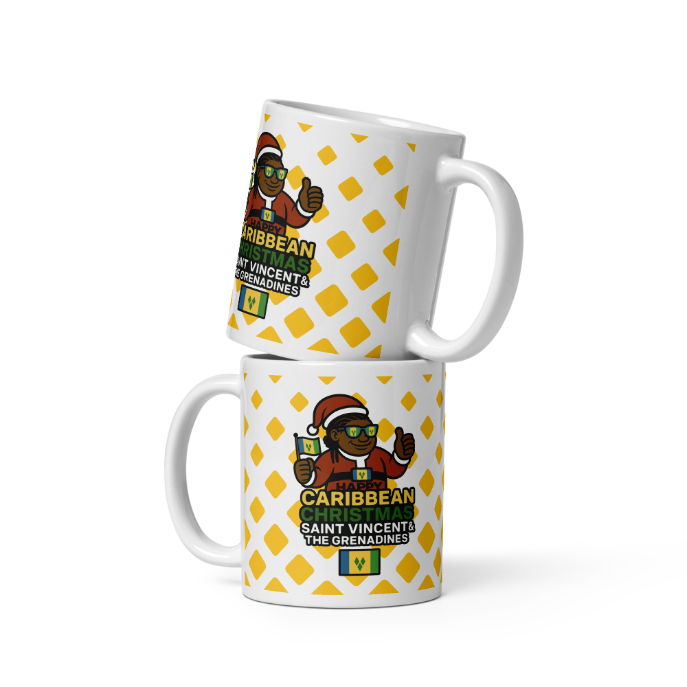 Two mugs with a cartoon character and text on a white background