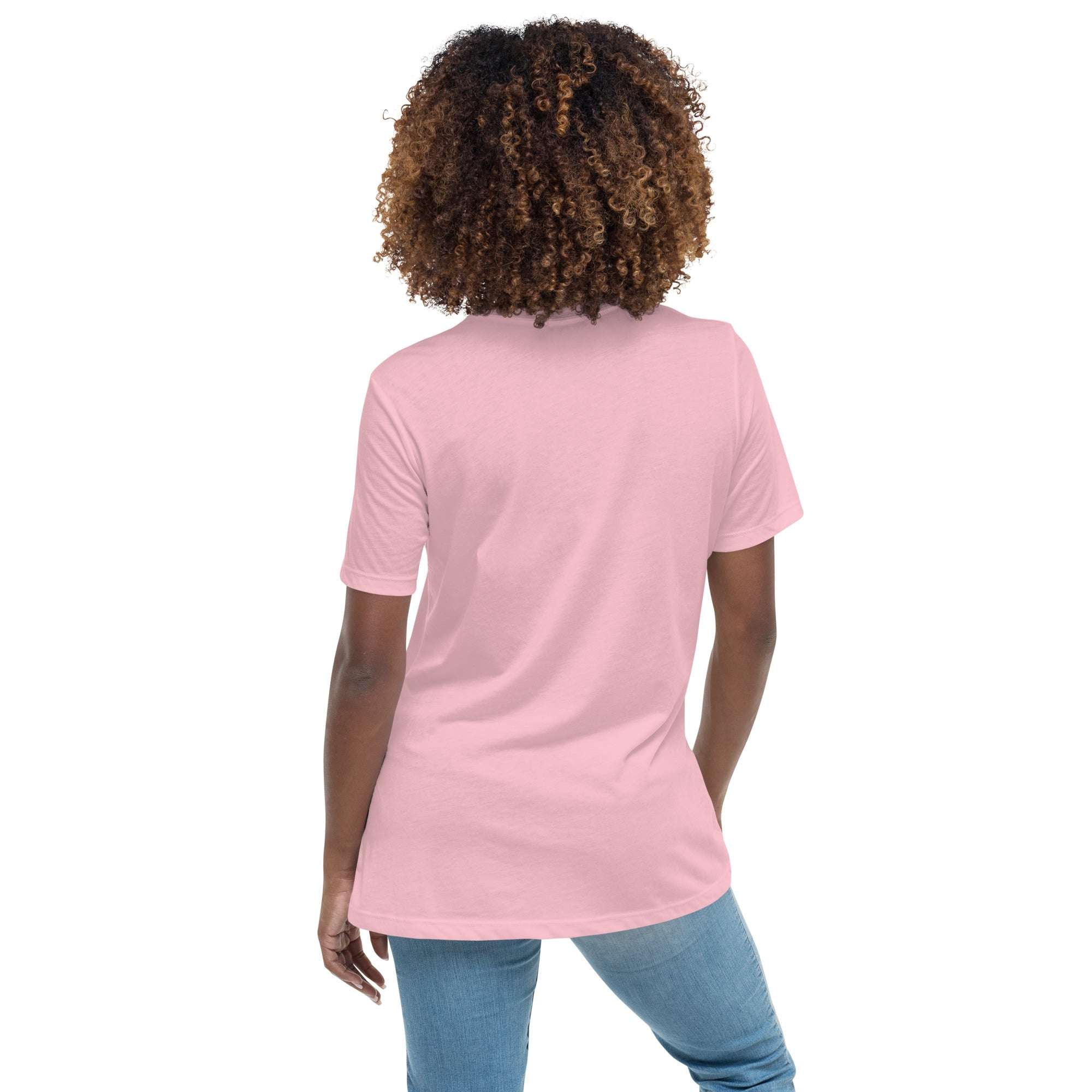 Person wearing a pink t-shirt on a white background